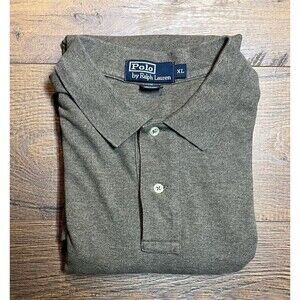 Vintage Polo Ralph Lauren Shirt Mens XL Pewter Brown 90s Green Pony Short Sleeve